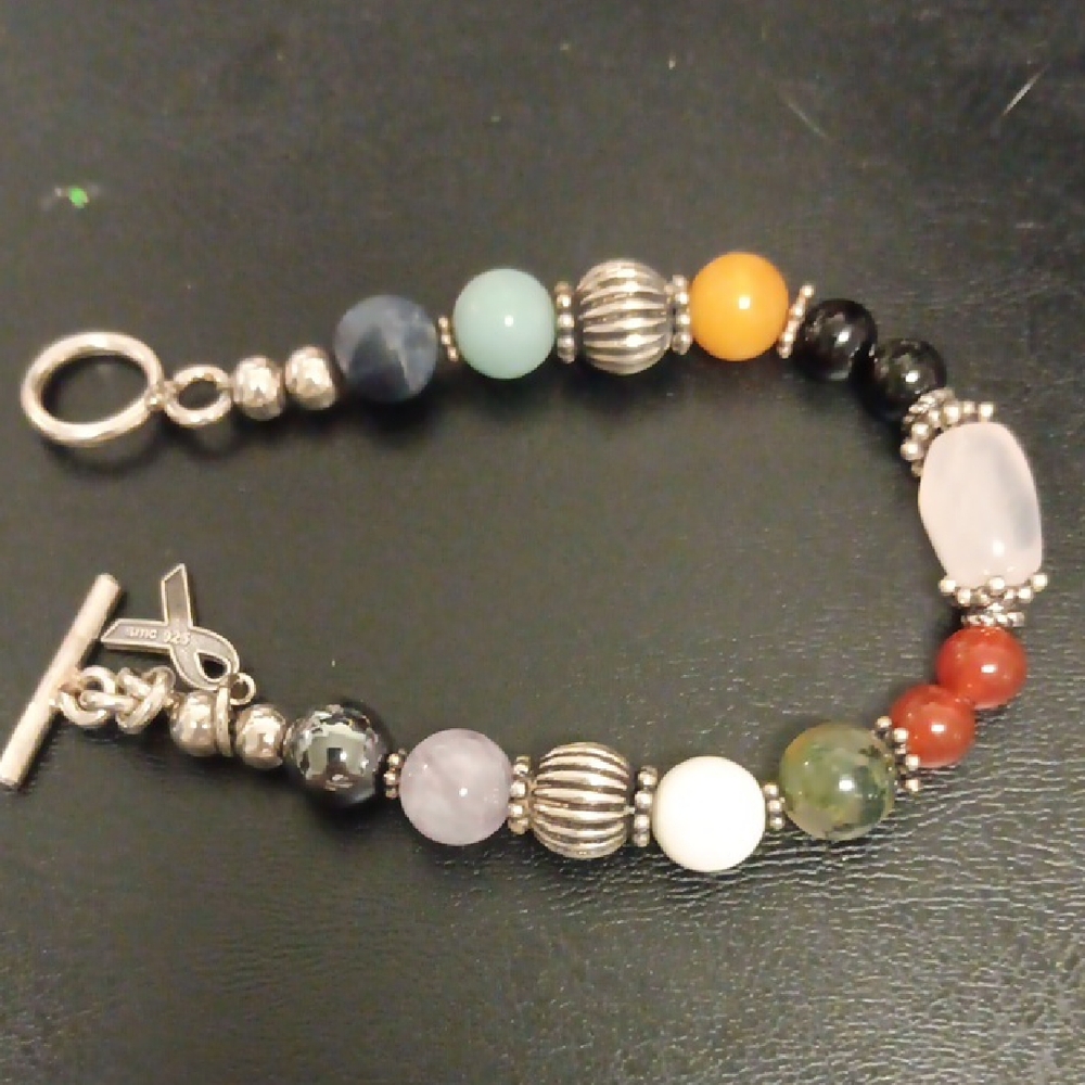 Colorful Beaded Bracelet with Silver Accents